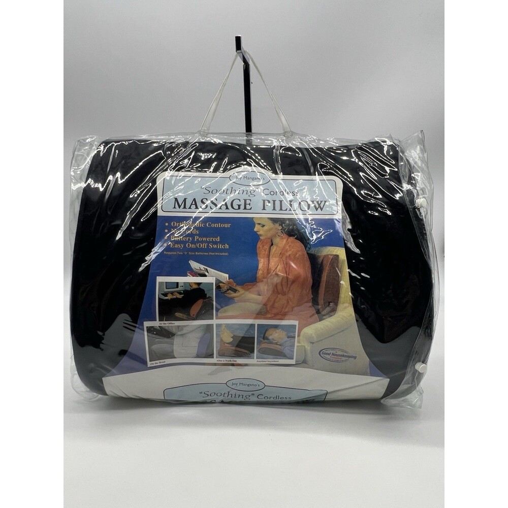 Joy Mangano Multi-Use Soothing Cordless Massge Pillow in Black Head/Feet/Back